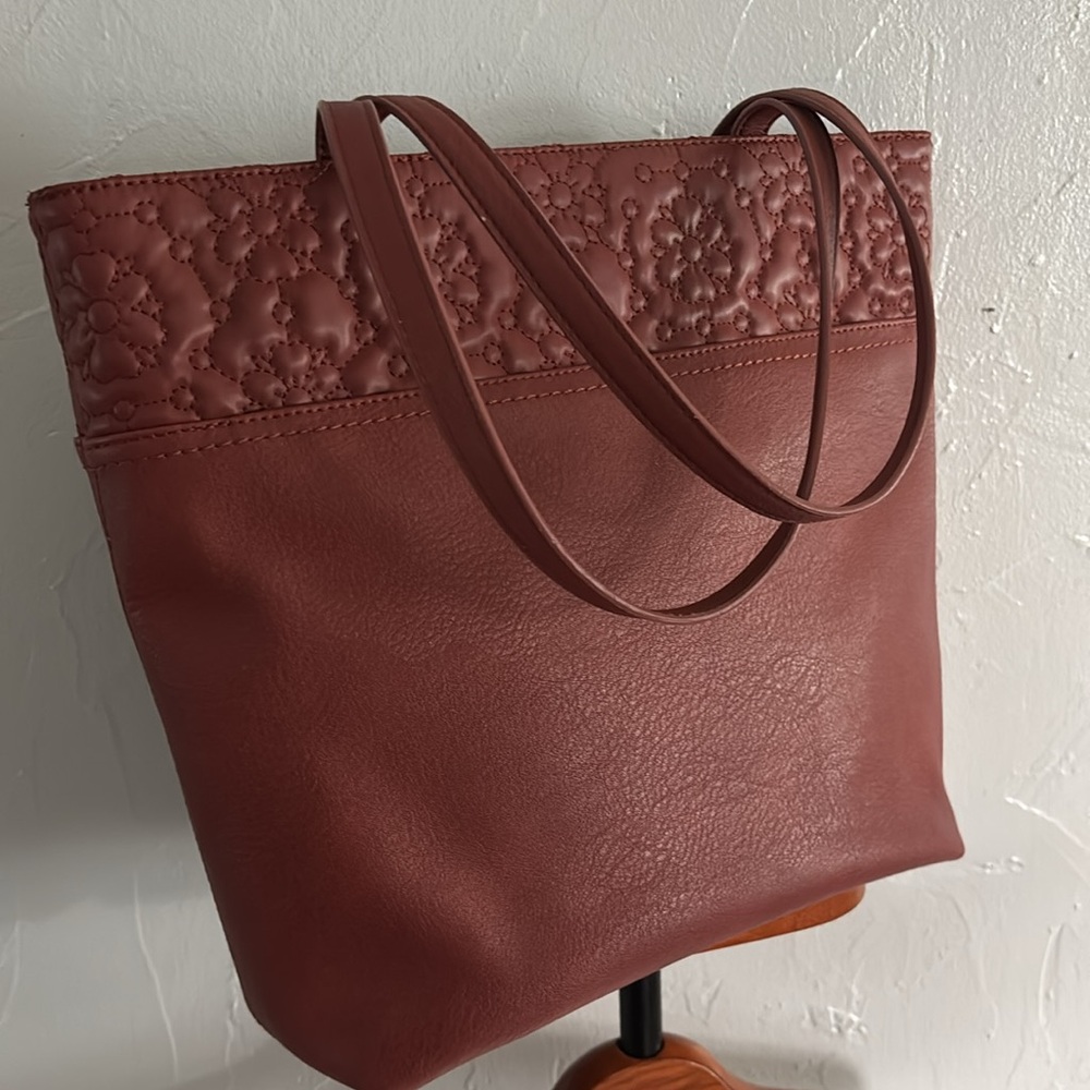 LC Lauren Conrad Floral Embossed Burgundy Tote